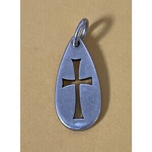 James Avery Retired Silver Teardrop Cross Charm/ Pendant